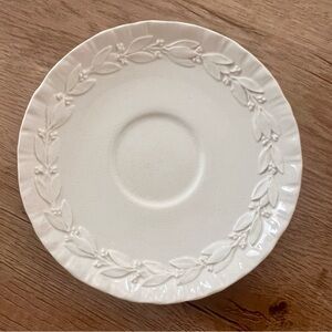 WEDGWOOD Embossed QUEENS WARE Cream on Cream Saucer England, Vintage Replacement